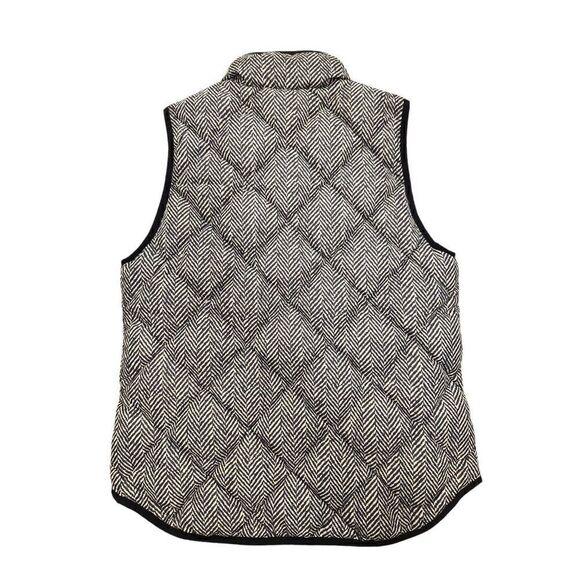 J.Crew Down Filled Vest herringbone black white pattern womens Small Quilted - Picture 9 of 9